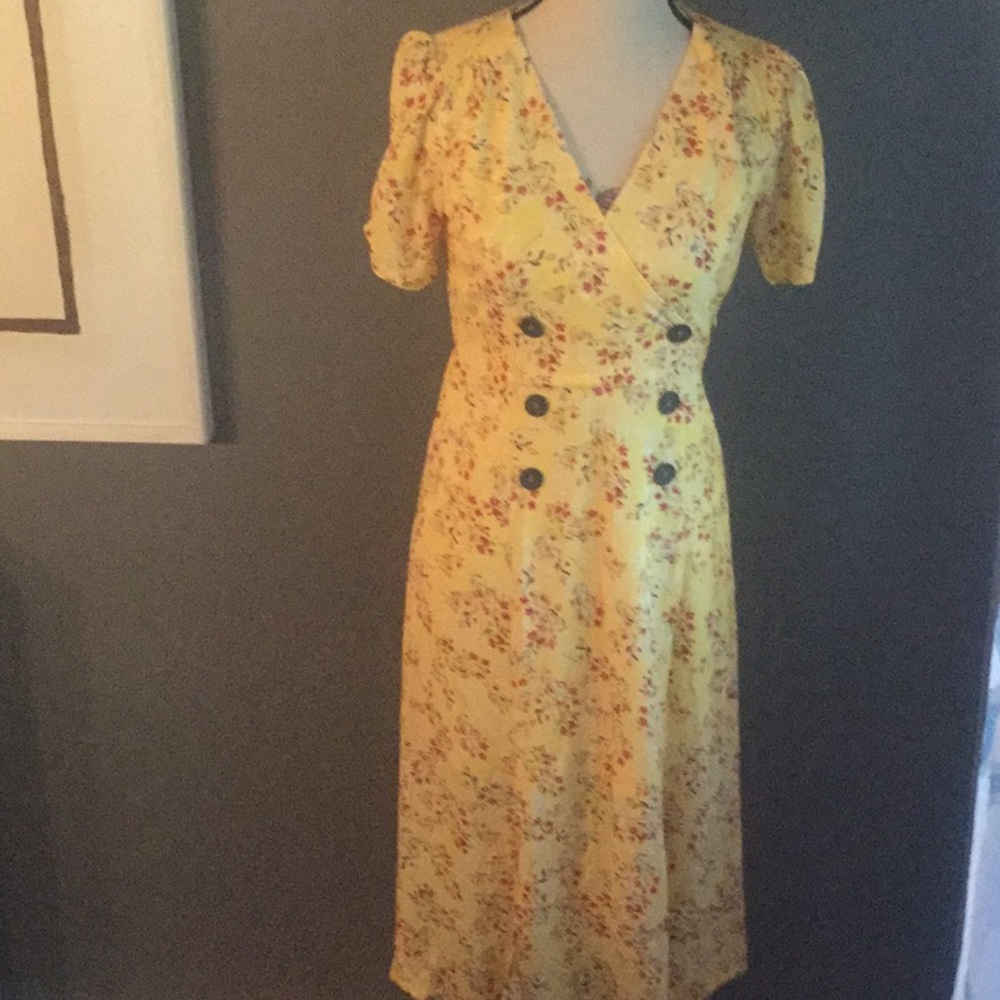 YELLOW FLORAL COTTAGE STYLE MIDI DETAILED DRESS - Picture 3 of 8